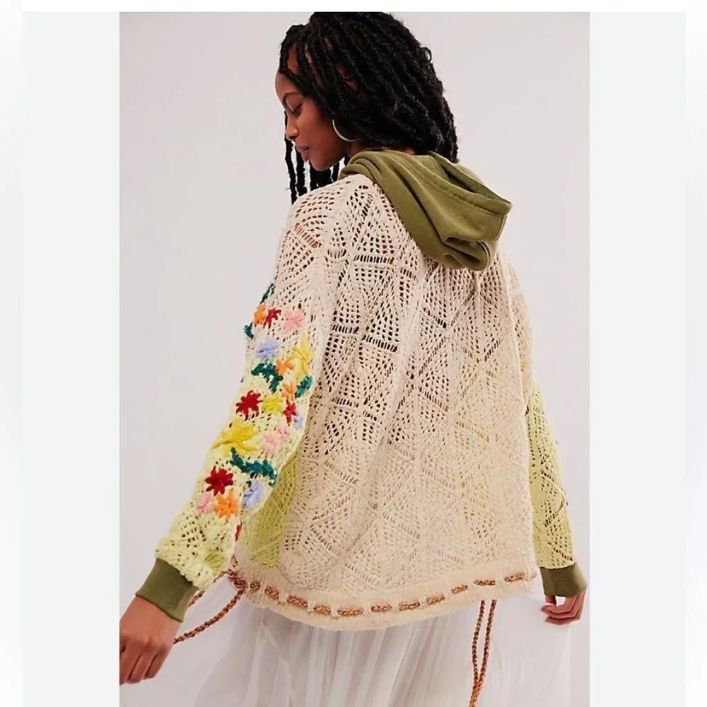 Free People $298 Wild Meadow Pullover with Gorgeous Crochet Detailing